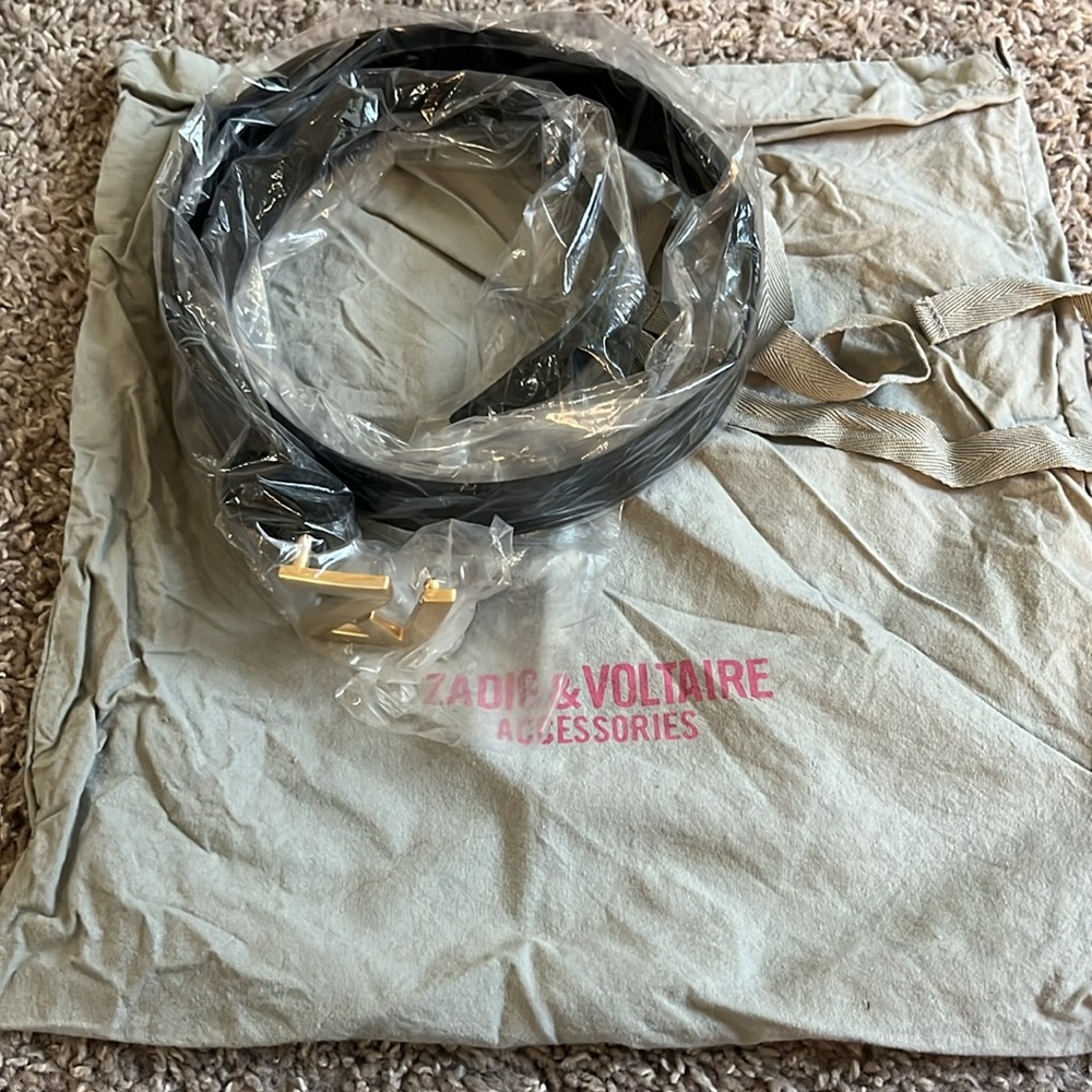 NEW Zadig & Voltaire Black Belt with Gold Logo